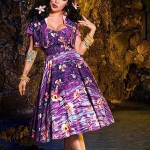 NWT 2X Purple Floral Tiki Dress